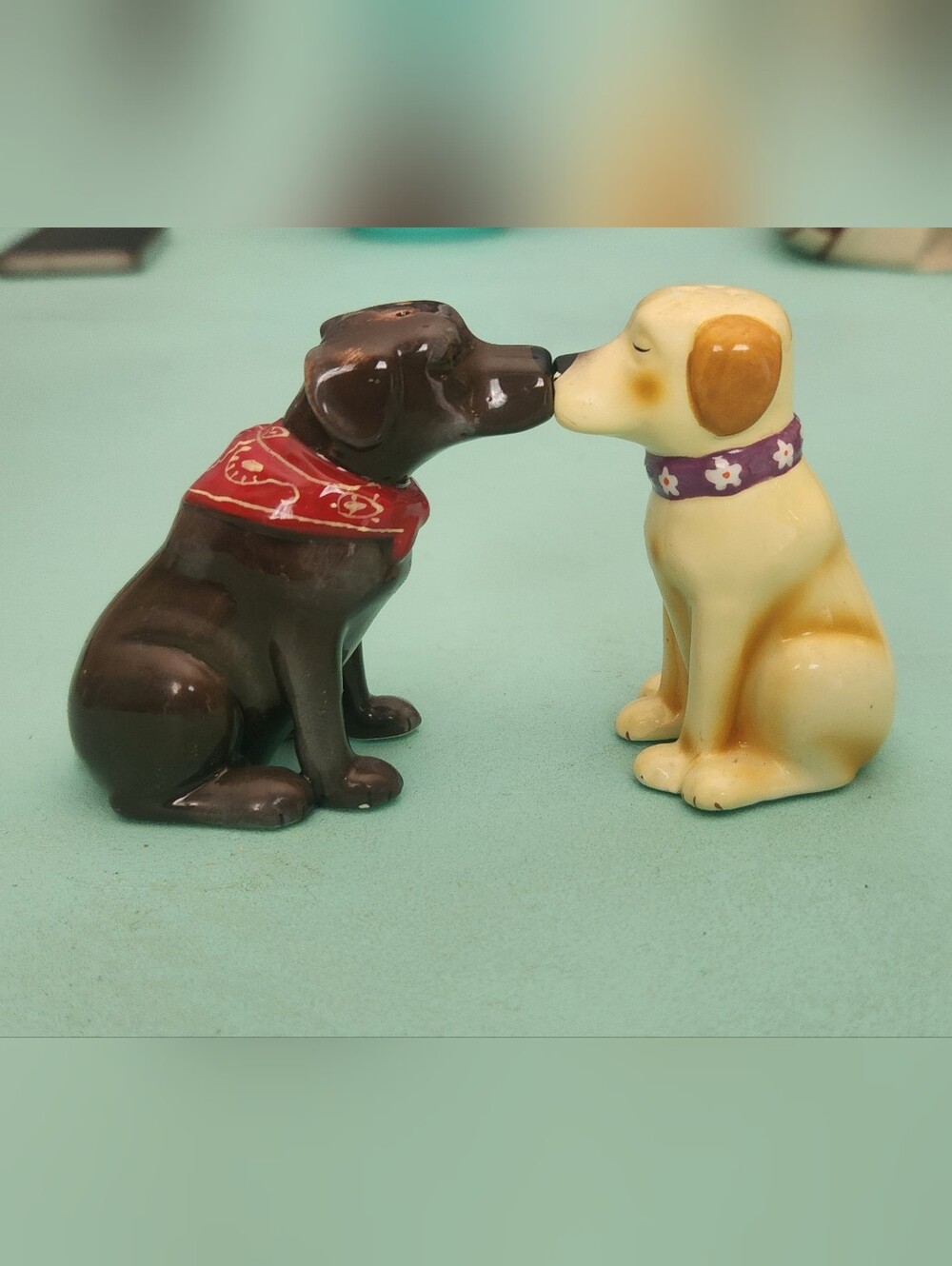 Vintage Labradors Kissing Salt & Pepper Shakers